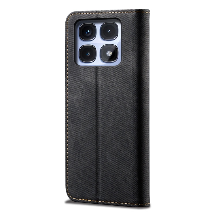 For Redmi K70 Ultra 5G Denim Texture Casual Style Horizontal Flip Leather Case(Black)