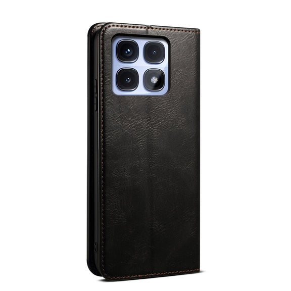 For Redmi K70 Ultra 5G Oil Wax Crazy Horse Texture Leather Phone Case(Black)