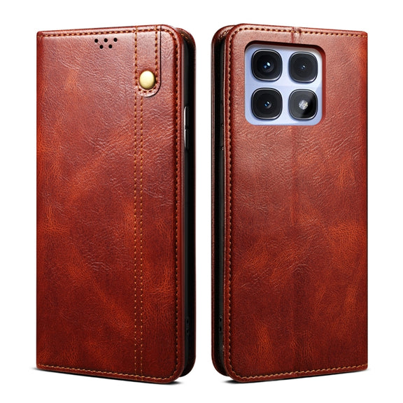For Redmi K70 Ultra 5G Oil Wax Crazy Horse Texture Leather Phone Case(Brown)