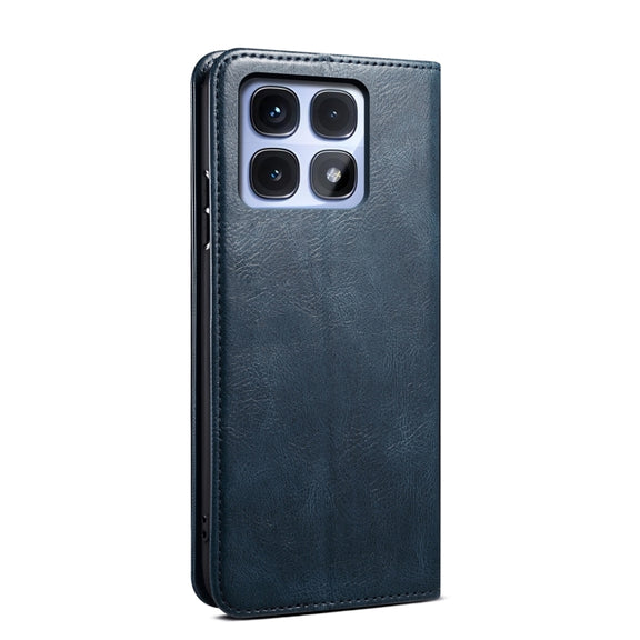 For Redmi K70 Ultra 5G Oil Wax Crazy Horse Texture Leather Phone Case(Blue)