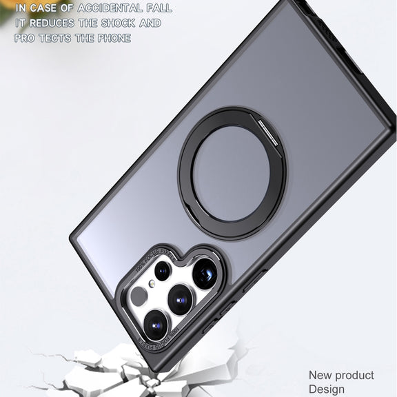 For Samsung Galaxy S24 Ultra 5G Wing Series MagSafe Magnetic Ring Holder Phone Case(Black)