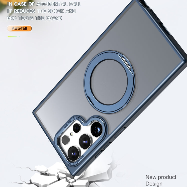 For Samsung Galaxy S24 Ultra 5G Wing Series MagSafe Magnetic Ring Holder Phone Case(Blue)