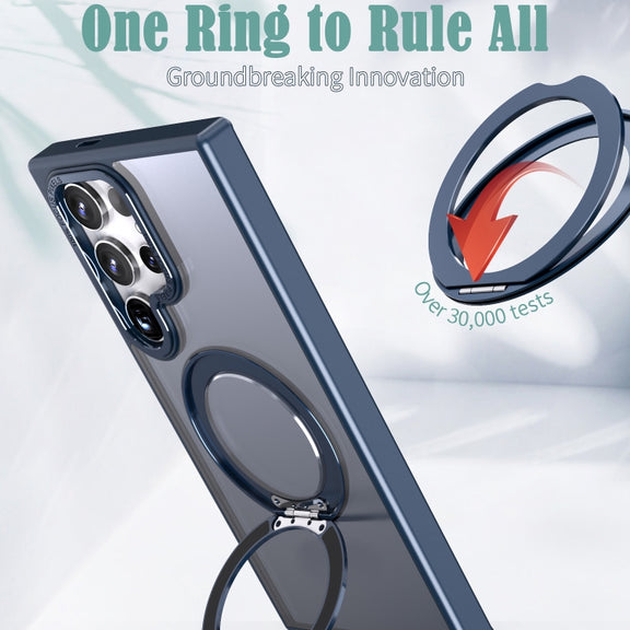For Samsung Galaxy S24 Ultra 5G Wing Series MagSafe Magnetic Ring Holder Phone Case(Blue)
