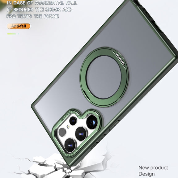 For Samsung Galaxy S24 Ultra 5G Wing Series MagSafe Magnetic Ring Holder Phone Case(Green)