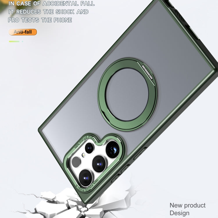 For Samsung Galaxy S24 Ultra 5G Wing Series MagSafe Magnetic Ring Holder Phone Case(Green)