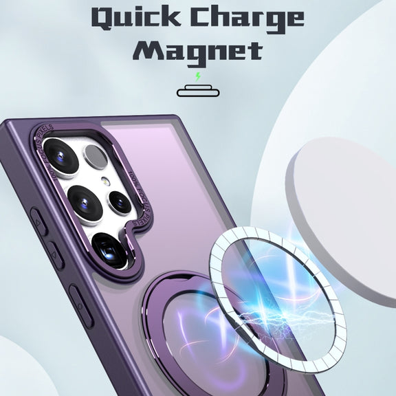 For Samsung Galaxy S24 Ultra 5G Wing Series MagSafe Magnetic Ring Holder Phone Case(Dark Purple)