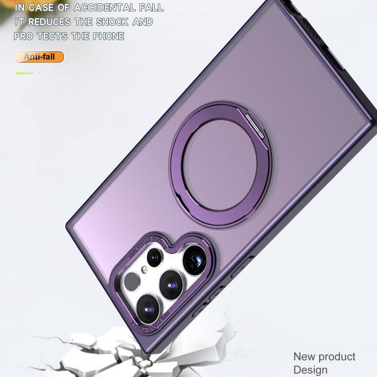 For Samsung Galaxy S24 Ultra 5G Wing Series MagSafe Magnetic Ring Holder Phone Case(Dark Purple)
