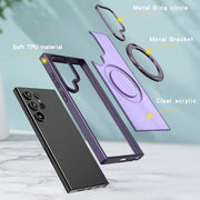 For Samsung Galaxy S24 Ultra 5G Wing Series MagSafe Magnetic Ring Holder Phone Case(Dark Purple)