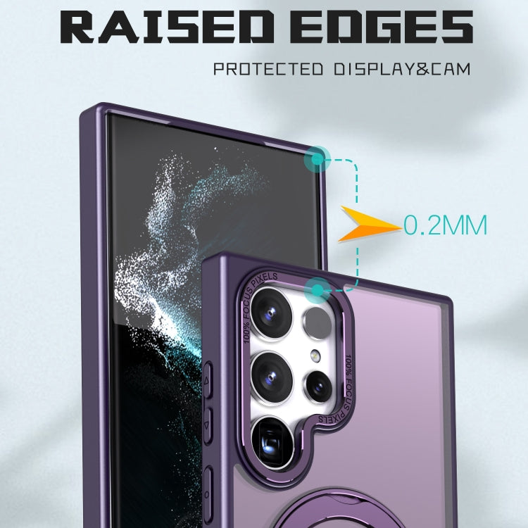 For Samsung Galaxy S24 Ultra 5G Wing Series MagSafe Magnetic Ring Holder Phone Case(Dark Purple)