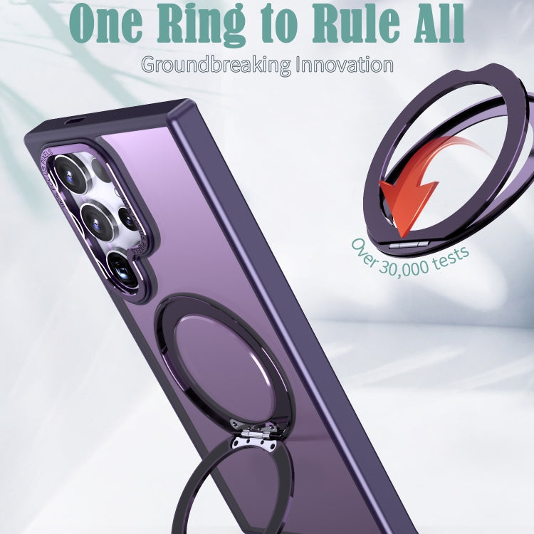 For Samsung Galaxy S24 Ultra 5G Wing Series MagSafe Magnetic Ring Holder Phone Case(Dark Purple)