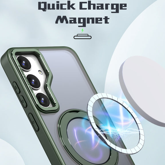 For Samsung Galaxy S24+ 5G Wing Series MagSafe Magnetic Ring Holder Phone Case(Green)
