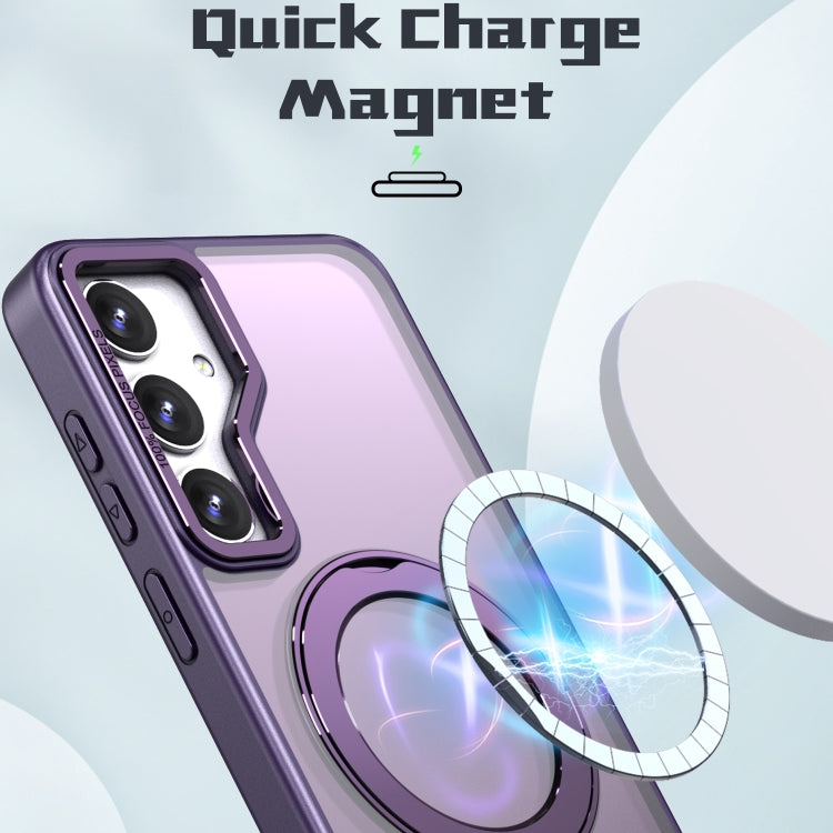 For Samsung Galaxy S24+ 5G Wing Series MagSafe Magnetic Ring Holder Phone Case(Dark Purple)