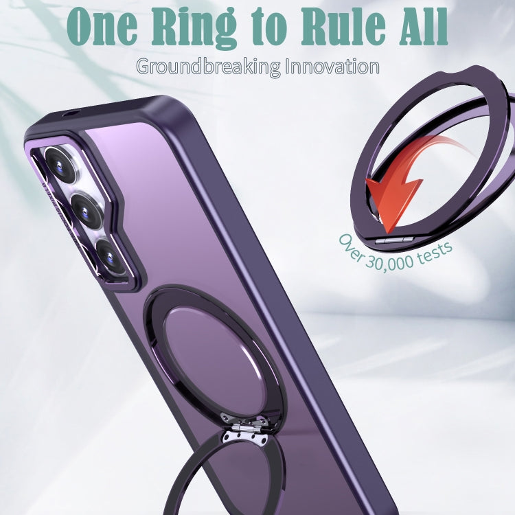 For Samsung Galaxy S24 5G Wing Series MagSafe Magnetic Ring Holder Phone Case(Dark Purple)