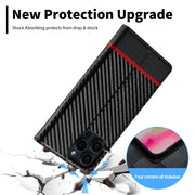 For iPhone 16 Pro LC.IMEEKE Carbon Fiber Leather Phone Case(Horizontal Black)