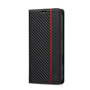 For iPhone 16 LC.IMEEKE Carbon Fiber Leather Phone Case(Vertical Black)