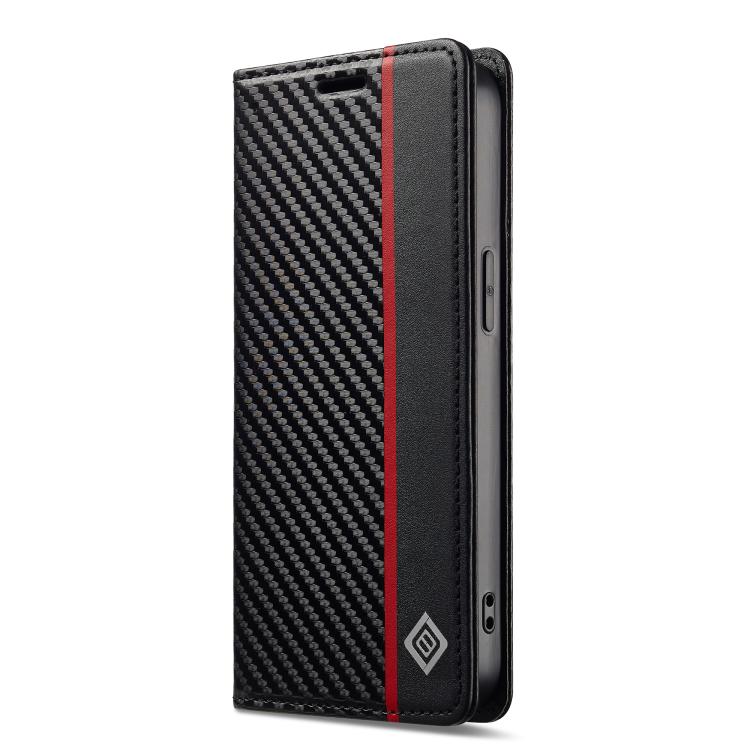 For iPhone 16e LC.IMEEKE Carbon Fiber Leather Phone Case(Vertical Black) - free shipping - PMc TechLife - Order now!