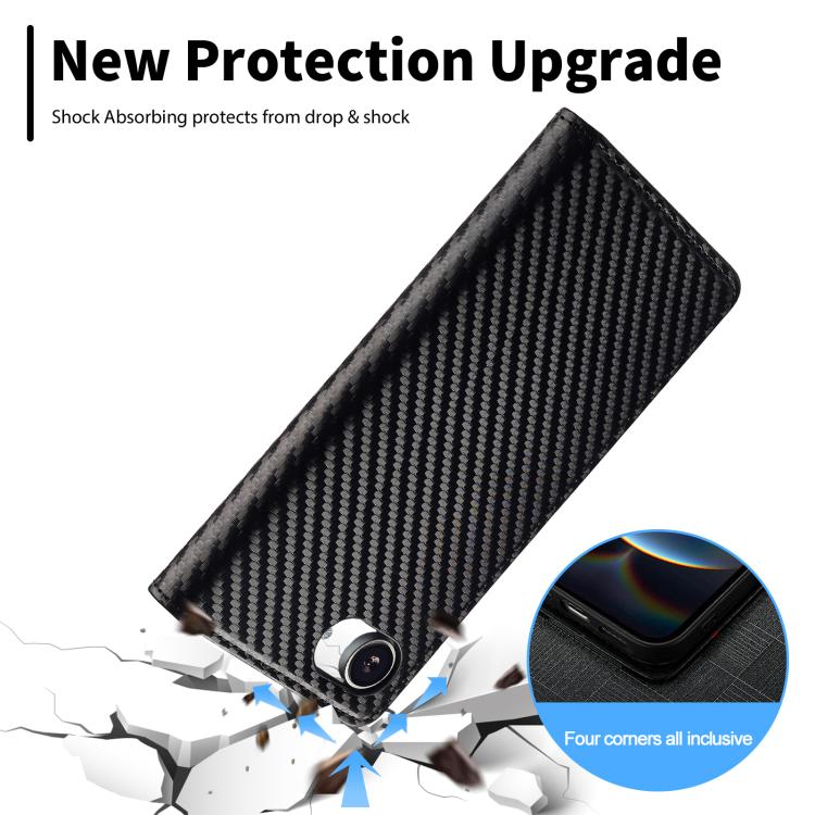 For iPhone 16e LC.IMEEKE Carbon Fiber Leather Phone Case(Vertical Black) - free shipping - PMc TechLife - Order now!