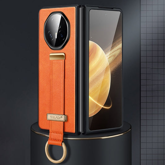 For Honor Magic V3 SULADA PC + Leather Texture Skin Feel Shockproof Phone Case(Orange) - free shipping - PMC Jewellery - Order now!
