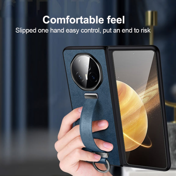 For Honor Magic V3 SULADA PC + Leather Texture Skin Feel Shockproof Phone Case(Blue)
