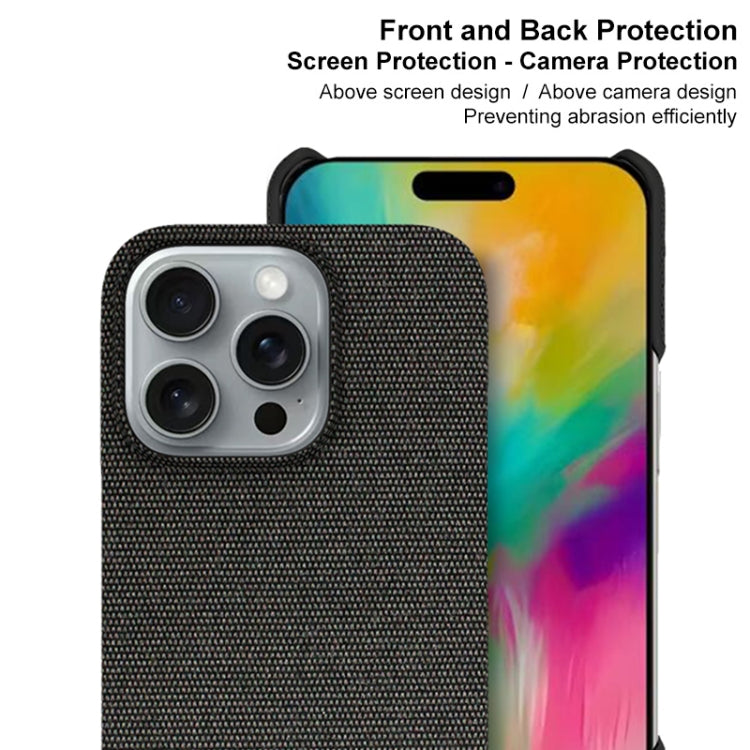 For iPhone 16 Pro Max imak Ruiyi Series Cloth Texture PU + PC Phone Case(Black)