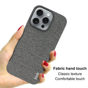 For iPhone 16 Pro Max imak Ruiyi Series Cloth Texture PU + PC Phone Case(Dark Grey)