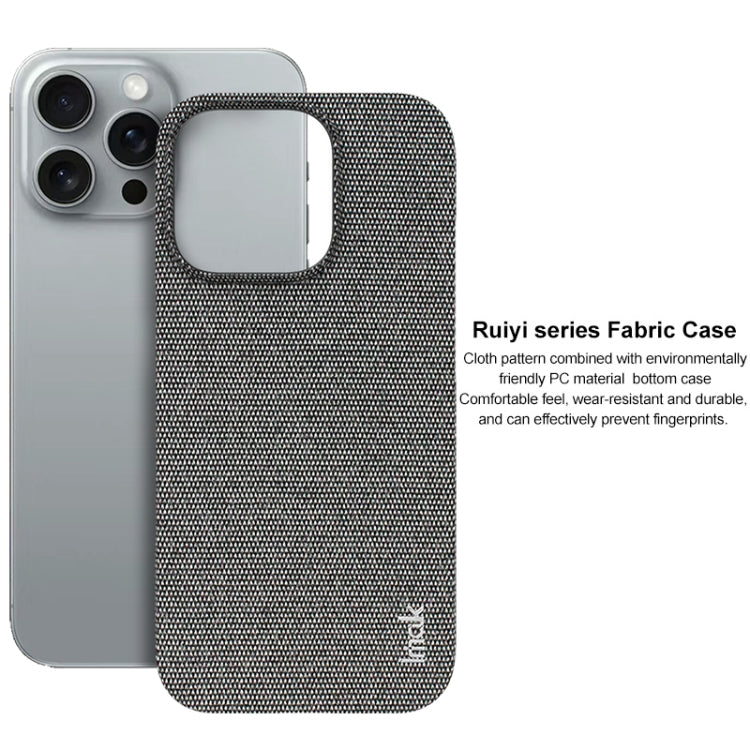 For iPhone 16 Pro Max imak Ruiyi Series Cloth Texture PU + PC Phone Case(Dark Grey)