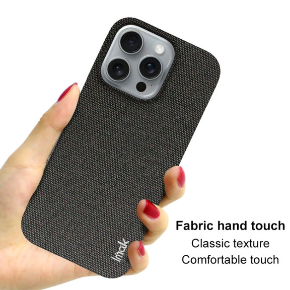 For iPhone 16 Pro imak Ruiyi Series Cloth Texture PU + PC Phone Case(Black)