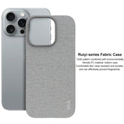 For iPhone 16 Pro imak Ruiyi Series Cloth Texture PU + PC Phone Case(Light Grey)