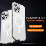 For iPhone 16 SULADA Crystal Sand Series Electroplating Frosted MagSafe Magnetic Phone Case(Transparent)