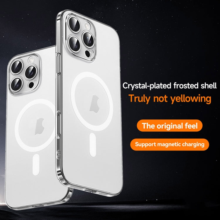 For iPhone 16 SULADA Crystal Sand Series Electroplating Frosted MagSafe Magnetic Phone Case(Transparent)