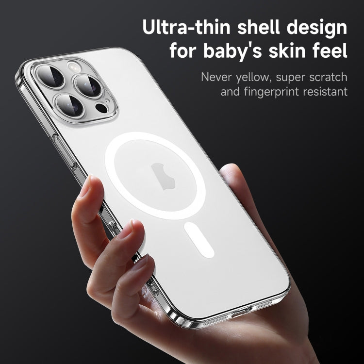 For iPhone 15 SULADA Crystal Sand Series Electroplating Frosted MagSafe Magnetic Phone Case(Transparent)