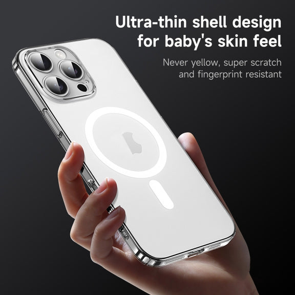 For iPhone 16 SULADA Crystal Sand Series Electroplating Frosted MagSafe Magnetic Phone Case(Transparent)