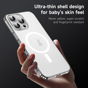 For iPhone 15 Pro Max SULADA Crystal Sand Series Electroplating Frosted MagSafe Magnetic Phone Case(Transparent)