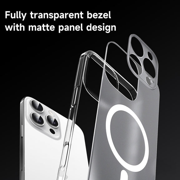 For iPhone 16 SULADA Crystal Sand Series Electroplating Frosted MagSafe Magnetic Phone Case(Transparent)