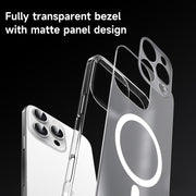 For iPhone 15 Pro Max SULADA Crystal Sand Series Electroplating Frosted MagSafe Magnetic Phone Case(Transparent)