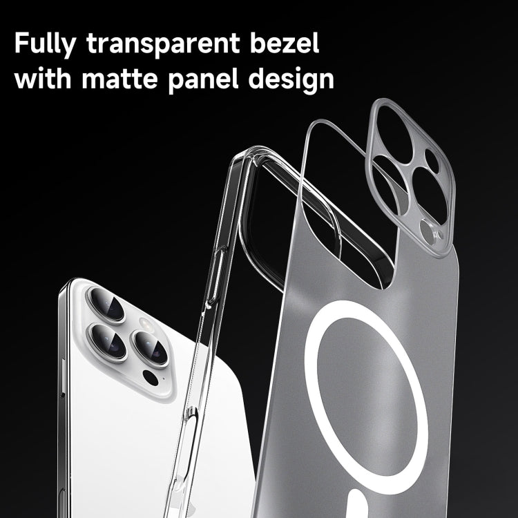 For iPhone 15 Pro Max SULADA Crystal Sand Series Electroplating Frosted MagSafe Magnetic Phone Case(Transparent)