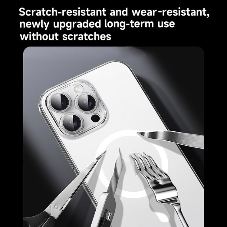 For iPhone 16 Pro Max SULADA Crystal Sand Series Electroplating Frosted MagSafe Magnetic Phone Case(Transparent)