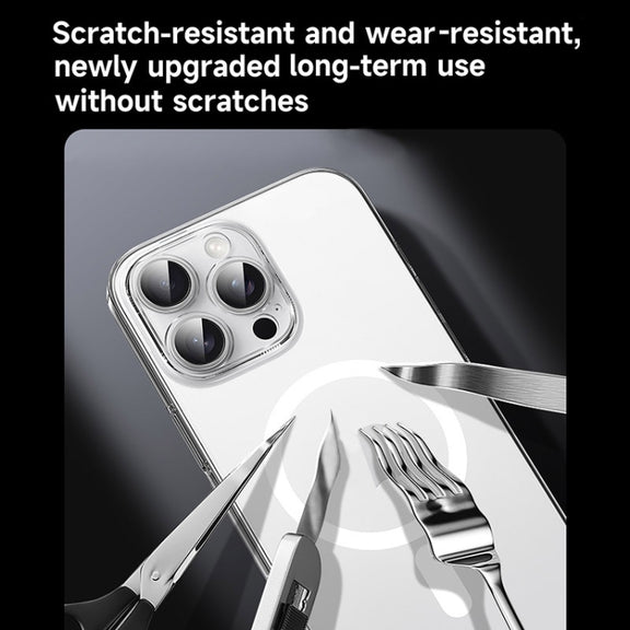 For iPhone 15 Pro Max SULADA Crystal Sand Series Electroplating Frosted MagSafe Magnetic Phone Case(Transparent)