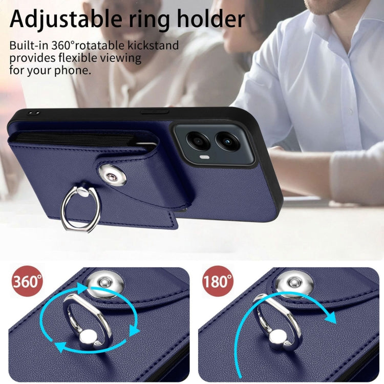 For Motorola Moto G 5G 2024 Organ Card Bag Ring Holder Phone Case(Blue)