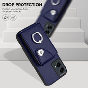 For Motorola Moto G 5G 2024 Organ Card Bag Ring Holder Phone Case(Blue)