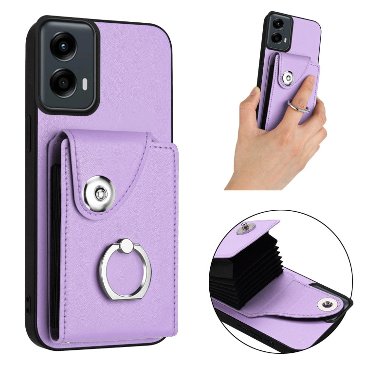 For Motorola Moto G 5G 2024 Organ Card Bag Ring Holder Phone Case(Purple)