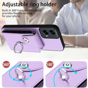 For Motorola Moto G 5G 2024 Organ Card Bag Ring Holder Phone Case(Purple)