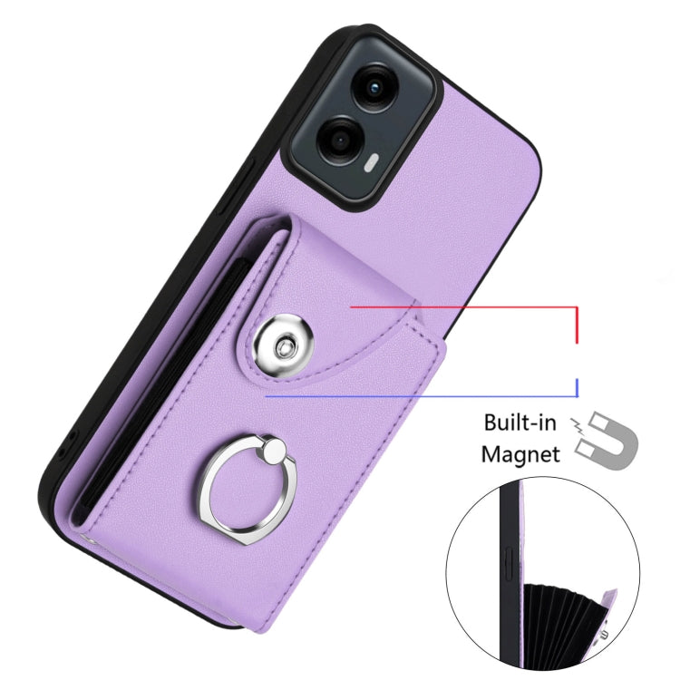 For Motorola Moto G 5G 2024 Organ Card Bag Ring Holder Phone Case(Purple)