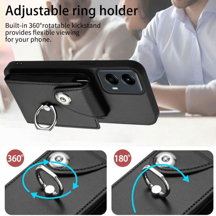 For Motorola Moto G 5G 2024 Organ Card Bag Ring Holder Phone Case(Black) - Motorola Cases by PMC Jewellery | Online Shopping South Africa | PMC Jewellery | Buy Now Pay Later Mobicred