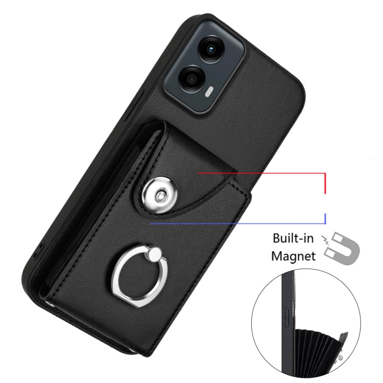 For Motorola Moto G 5G 2024 Organ Card Bag Ring Holder Phone Case(Black) - Motorola Cases by PMC Jewellery | Online Shopping South Africa | PMC Jewellery | Buy Now Pay Later Mobicred