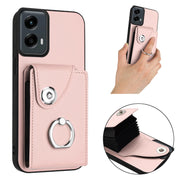 For Motorola Moto G 5G 2024 Organ Card Bag Ring Holder Phone Case(Pink)