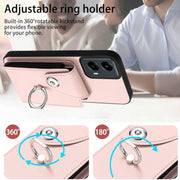 For Motorola Moto G 5G 2024 Organ Card Bag Ring Holder Phone Case(Pink)