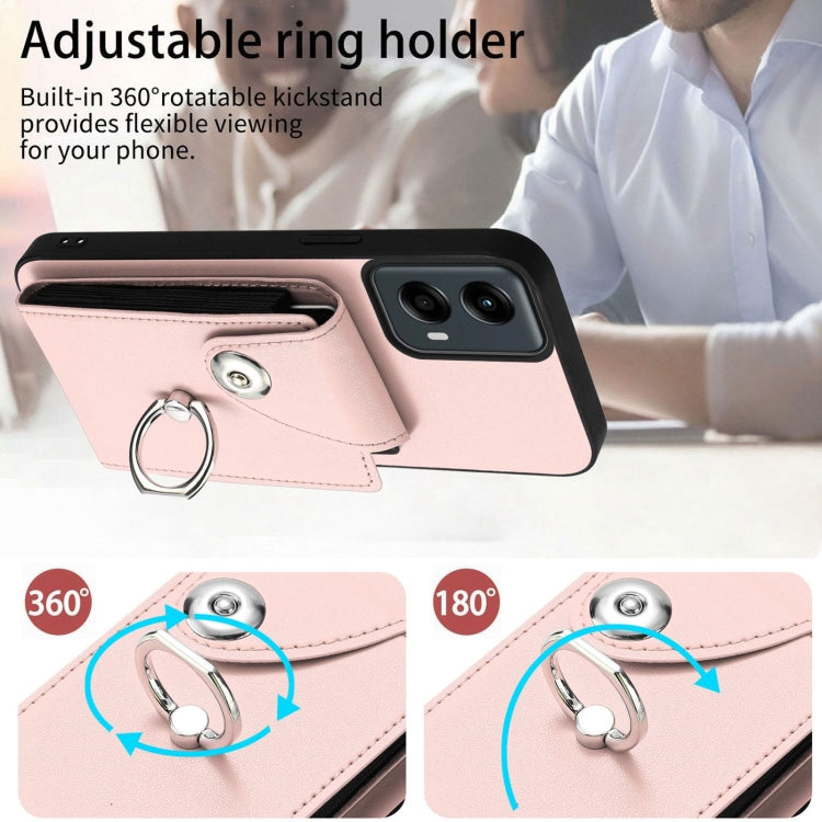 For Motorola Moto G 5G 2024 Organ Card Bag Ring Holder Phone Case(Pink)