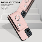 For Motorola Moto G 5G 2024 Organ Card Bag Ring Holder Phone Case(Pink)