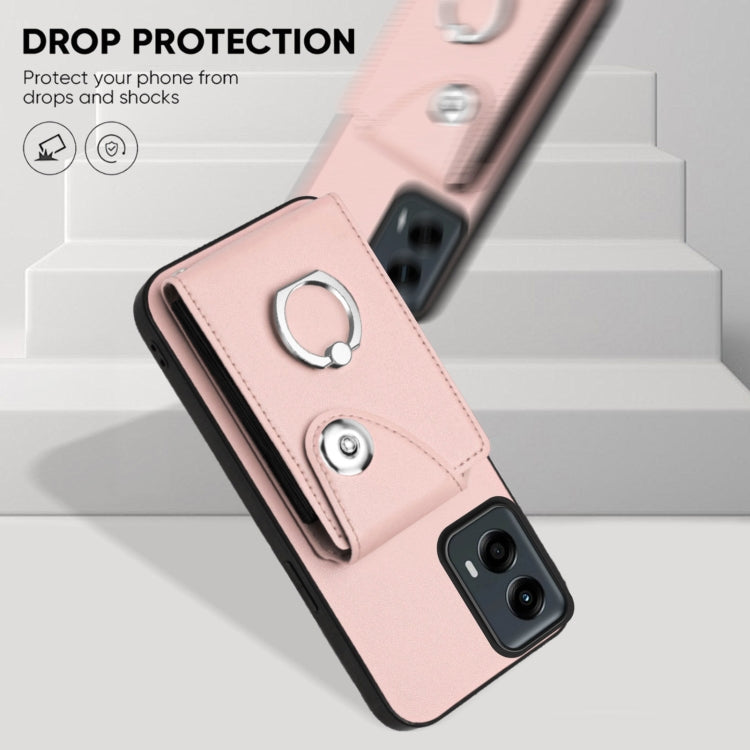 For Motorola Moto G 5G 2024 Organ Card Bag Ring Holder Phone Case(Pink)